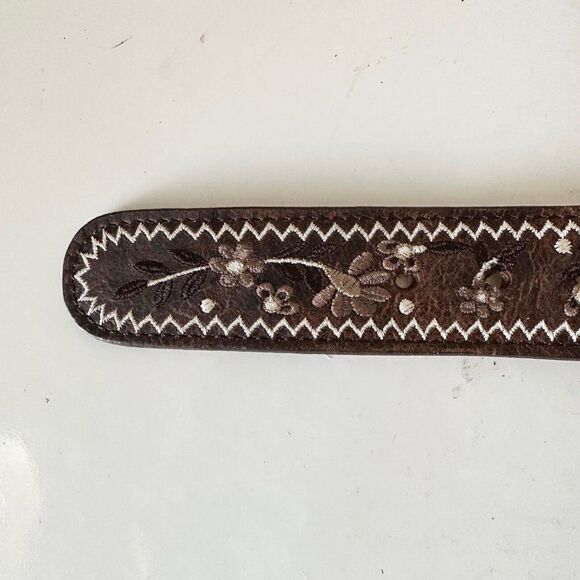 NEW Lane Boots LANDRUM Western Belt M Embroidered Brown Leather Southwest Cowboy - Picture 5 of 11